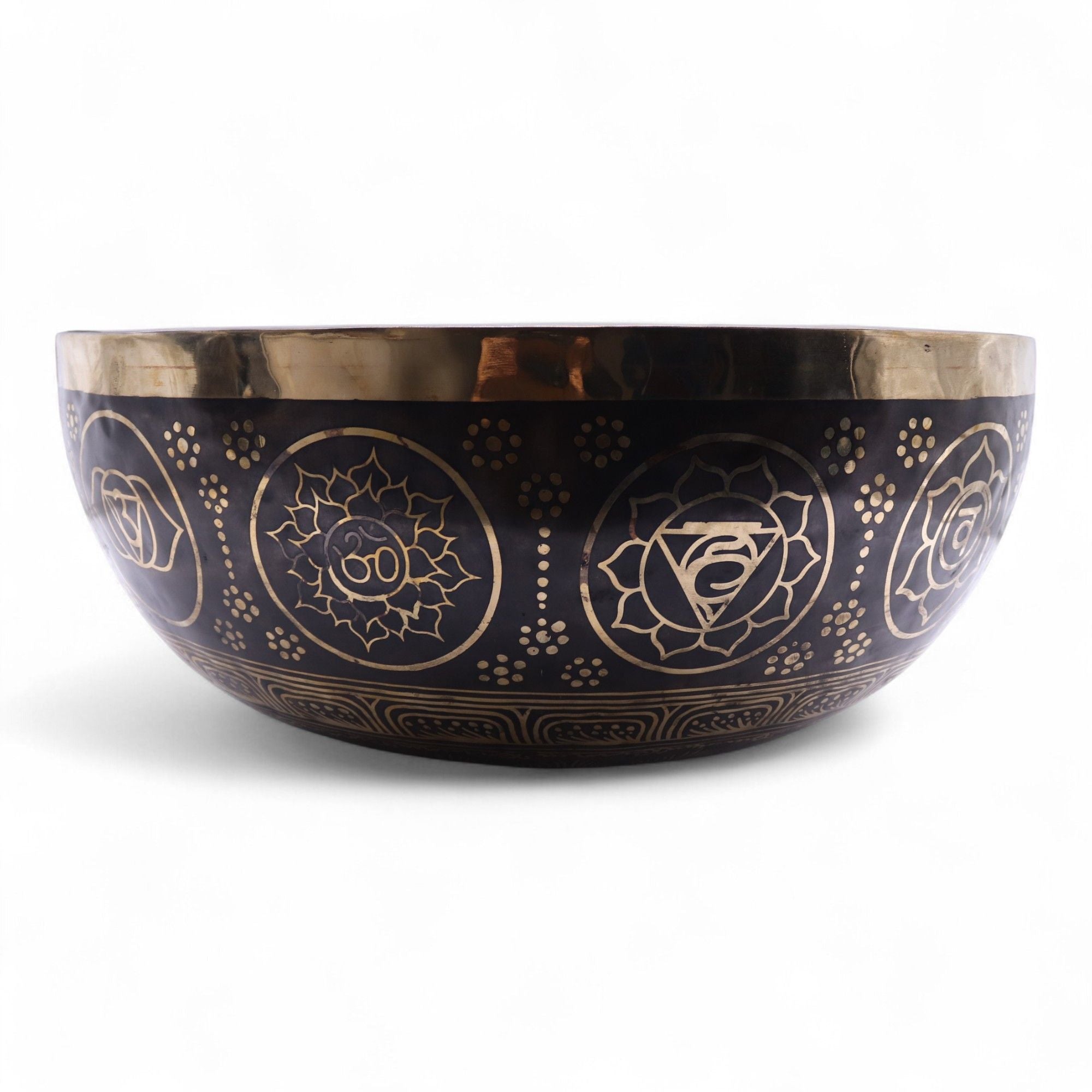 Engraved Huge Vibrational Feet Standing Bowl for Sound Therapy Use