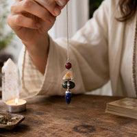 Four Elements Gemstone Pendulum - Red Jasper, Yellow Adventurine, Moss Agate, Sodalite & Moonstone