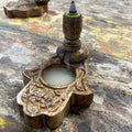 Small Mango Wood Backflow Burner Hamsa with Intricate Design Details