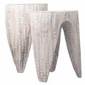 Interlocking Table and Stool Set of 2 in Large Whitewash Finish