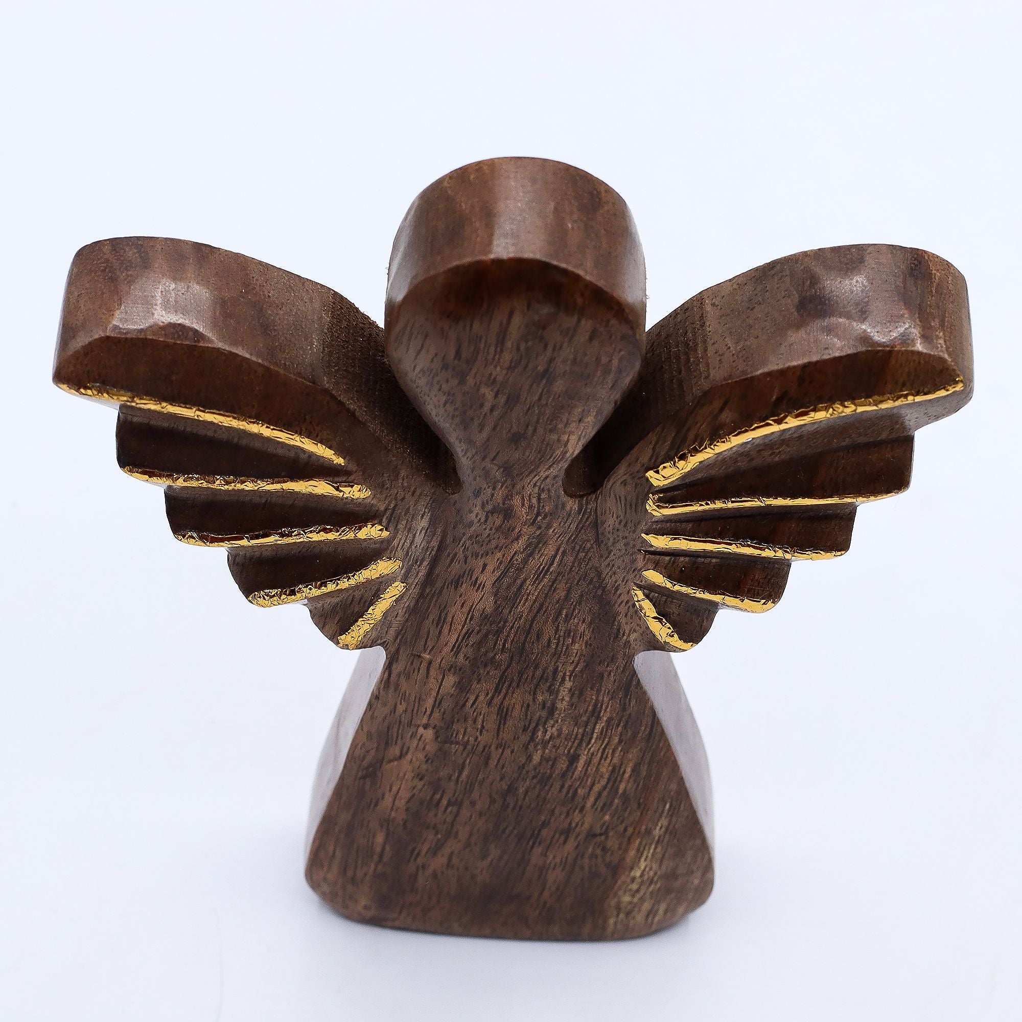 Large Mango Wood Angel with Gold Wings for Home Display Decor