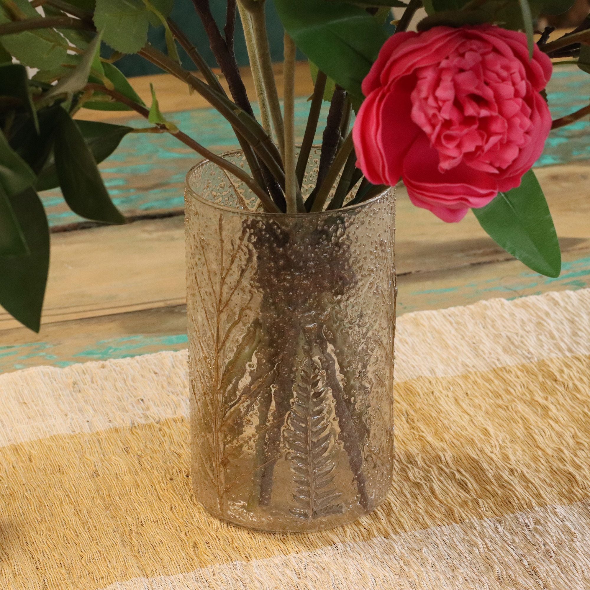 Natural Floral Glass Tall Vase Candle Holder Pino for Home Decor