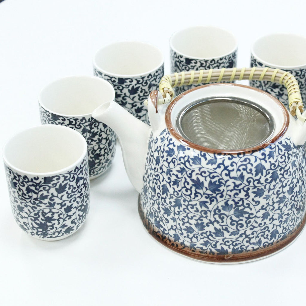 Herbal Teapot Set with Blue Pattern for Tea Lovers and Gifting
