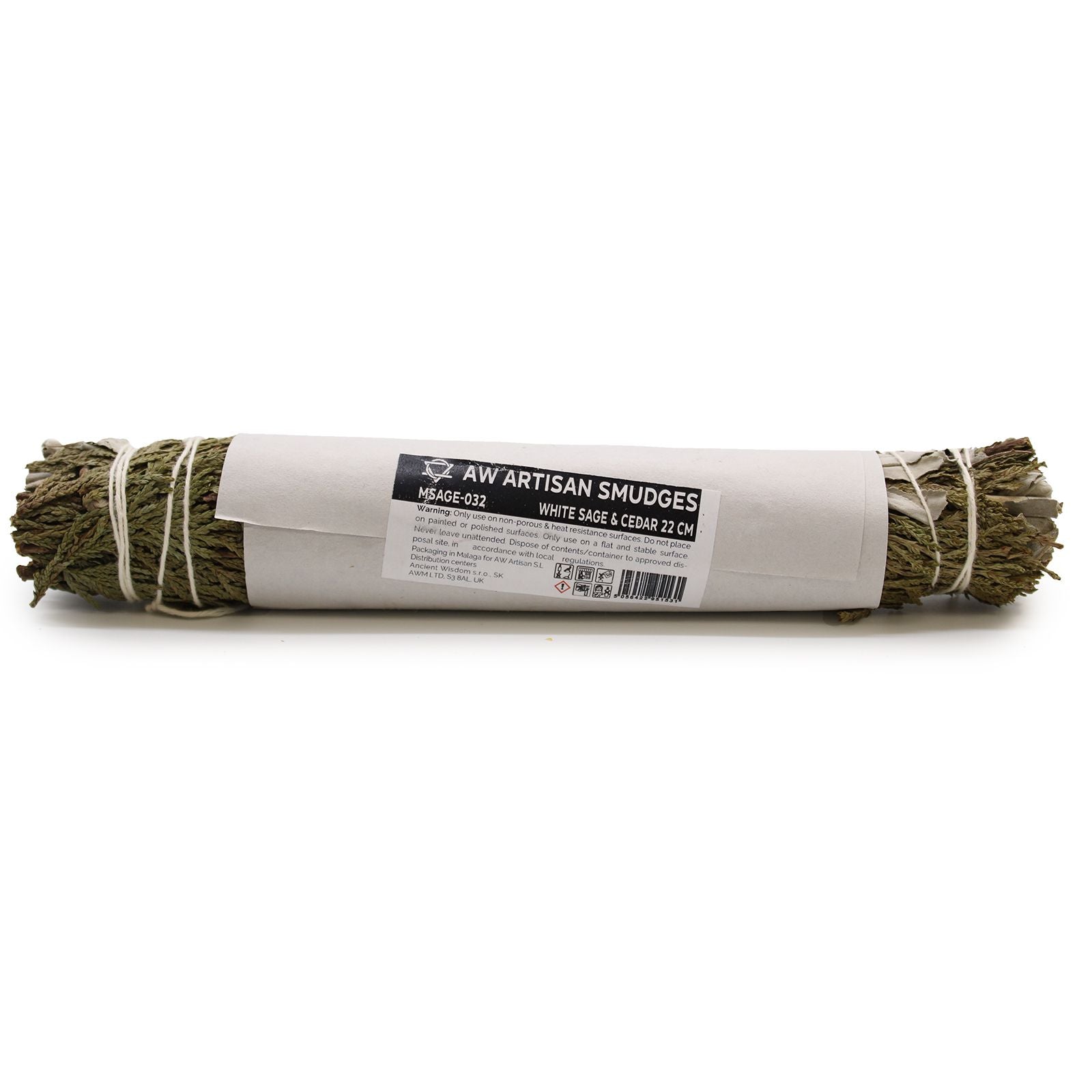 White Sage and Cedar Smudge Stick 22 cm for Cleansing Rituals
