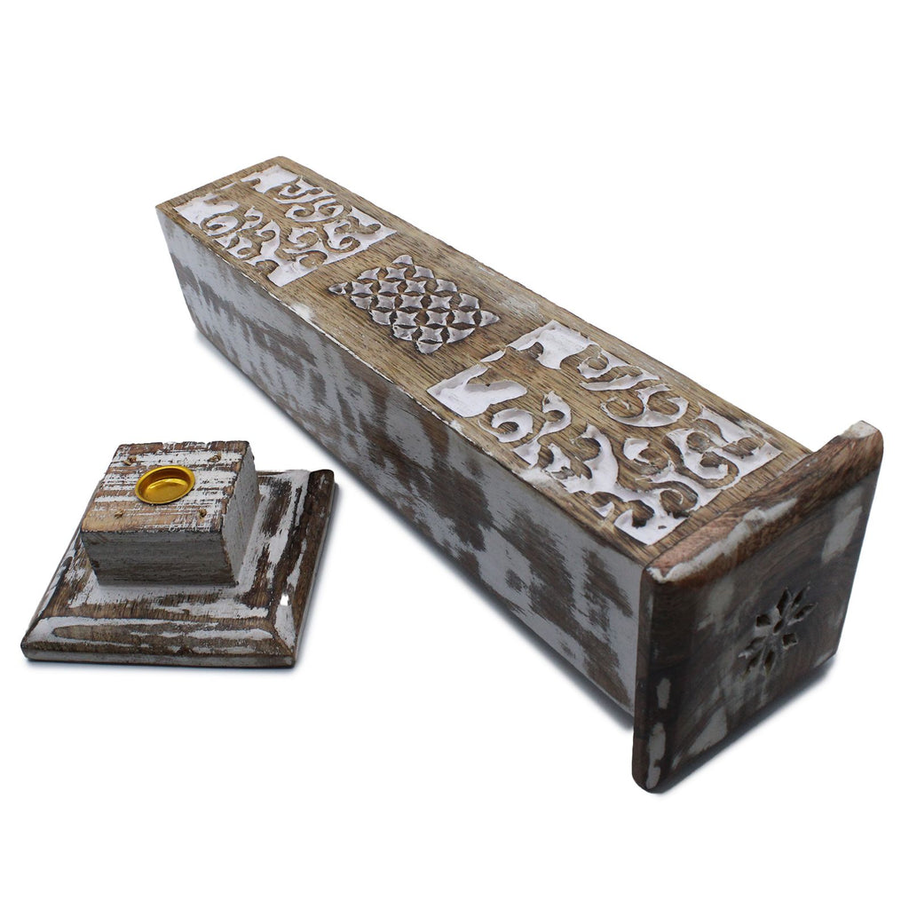 White Washed Incense Holder with Elegant Smoke Tower Design