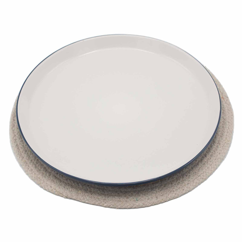 Natural Jute and Cotton Place Mat with Ivory Border 30cm for Dining