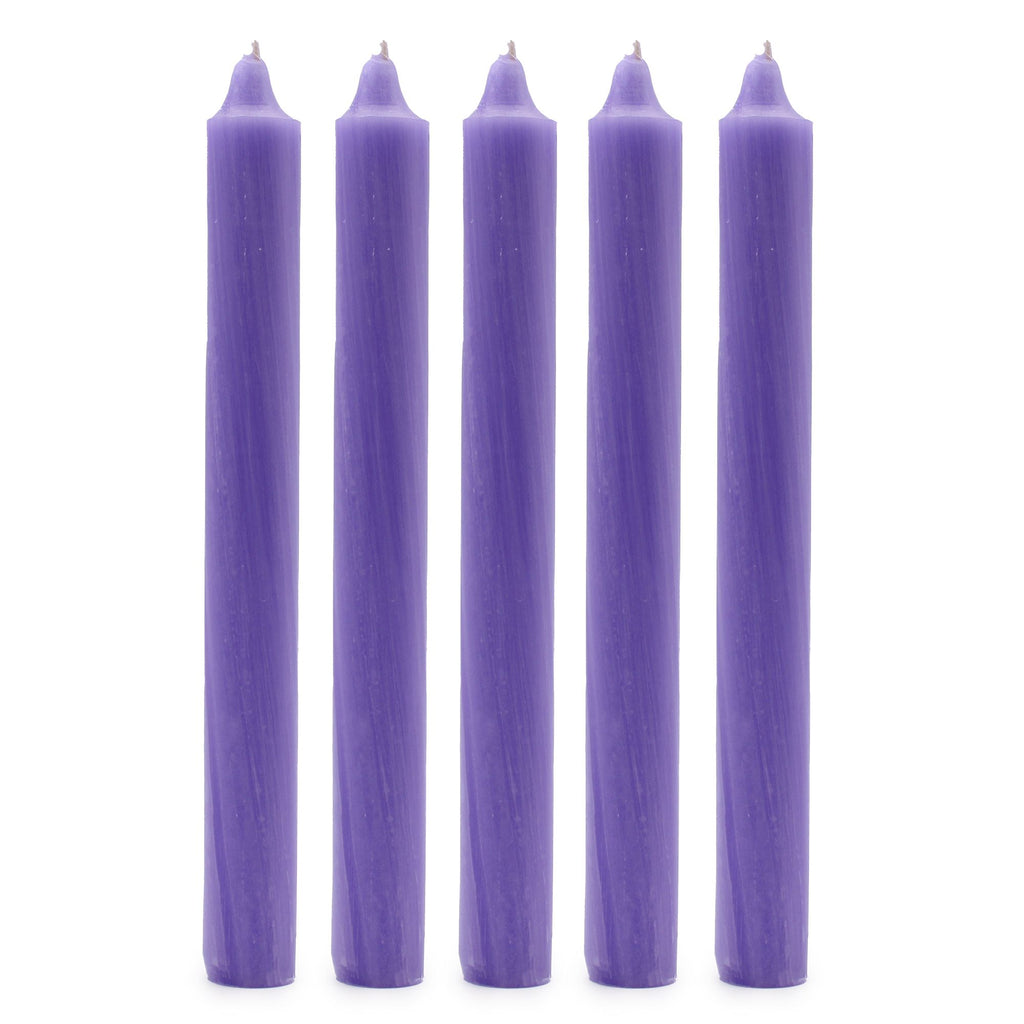 Solid Colour Dinner Candles Rustic Lilac Pack of 5 for Dining
