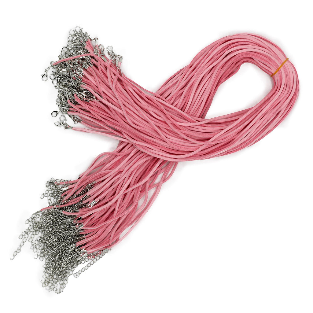 Faux Leather Pendant Cord in Pink 2.5mm x 55cm for Jewellery Making