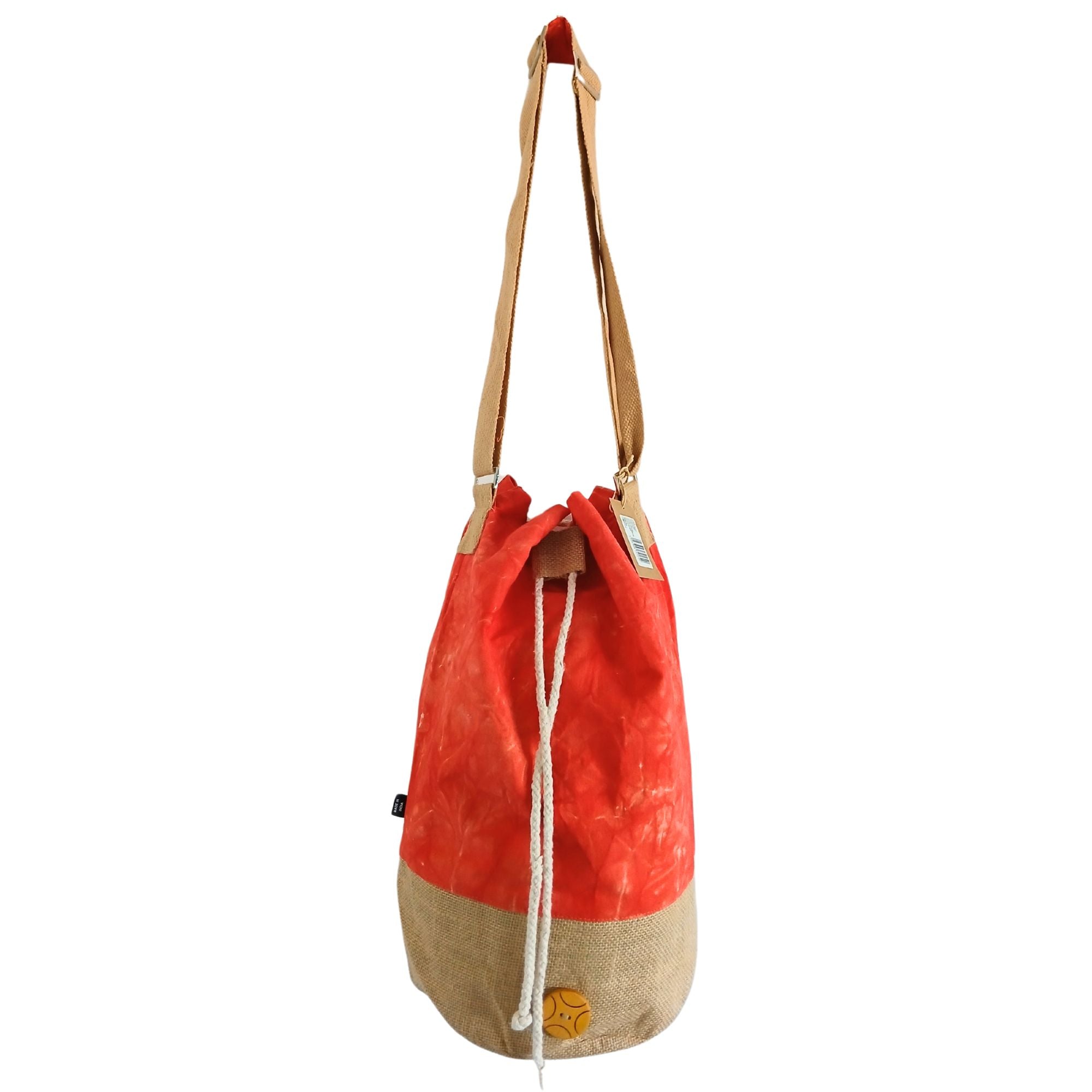 All Natural Backpack in Orange Stonewash with Namaste Hand Design