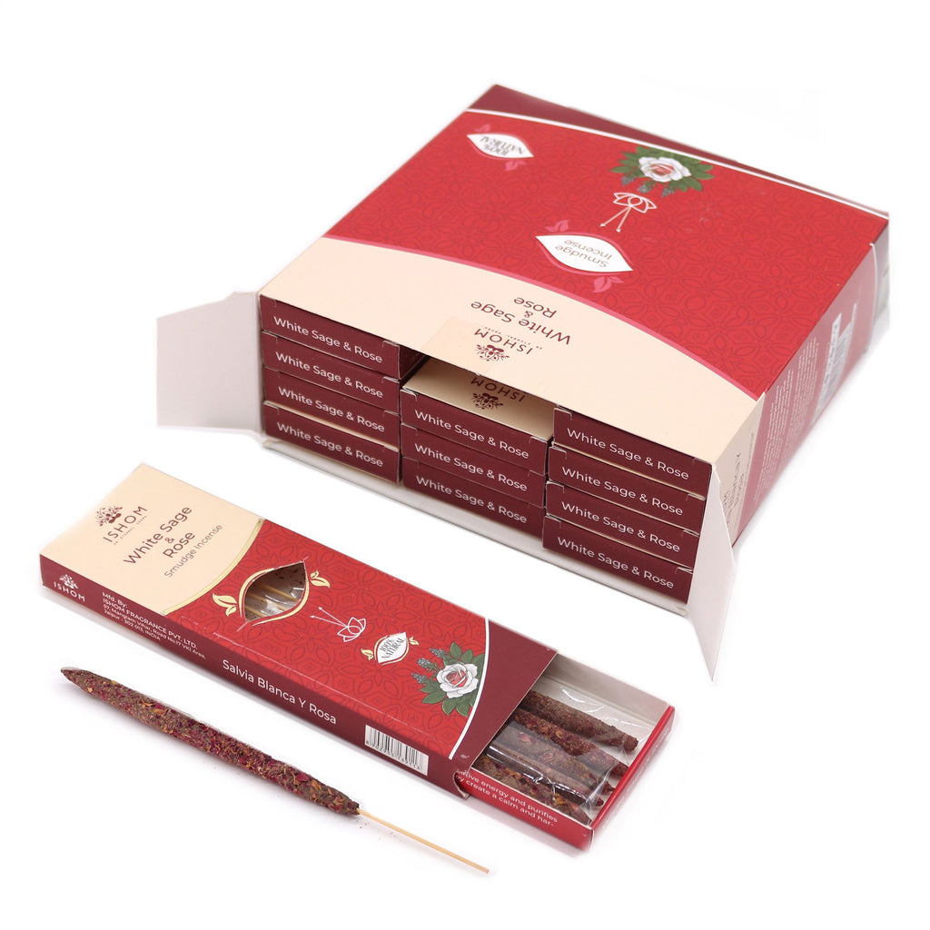 Ishom Smudge Incense White Sage and Rose for Cleansing Spaces