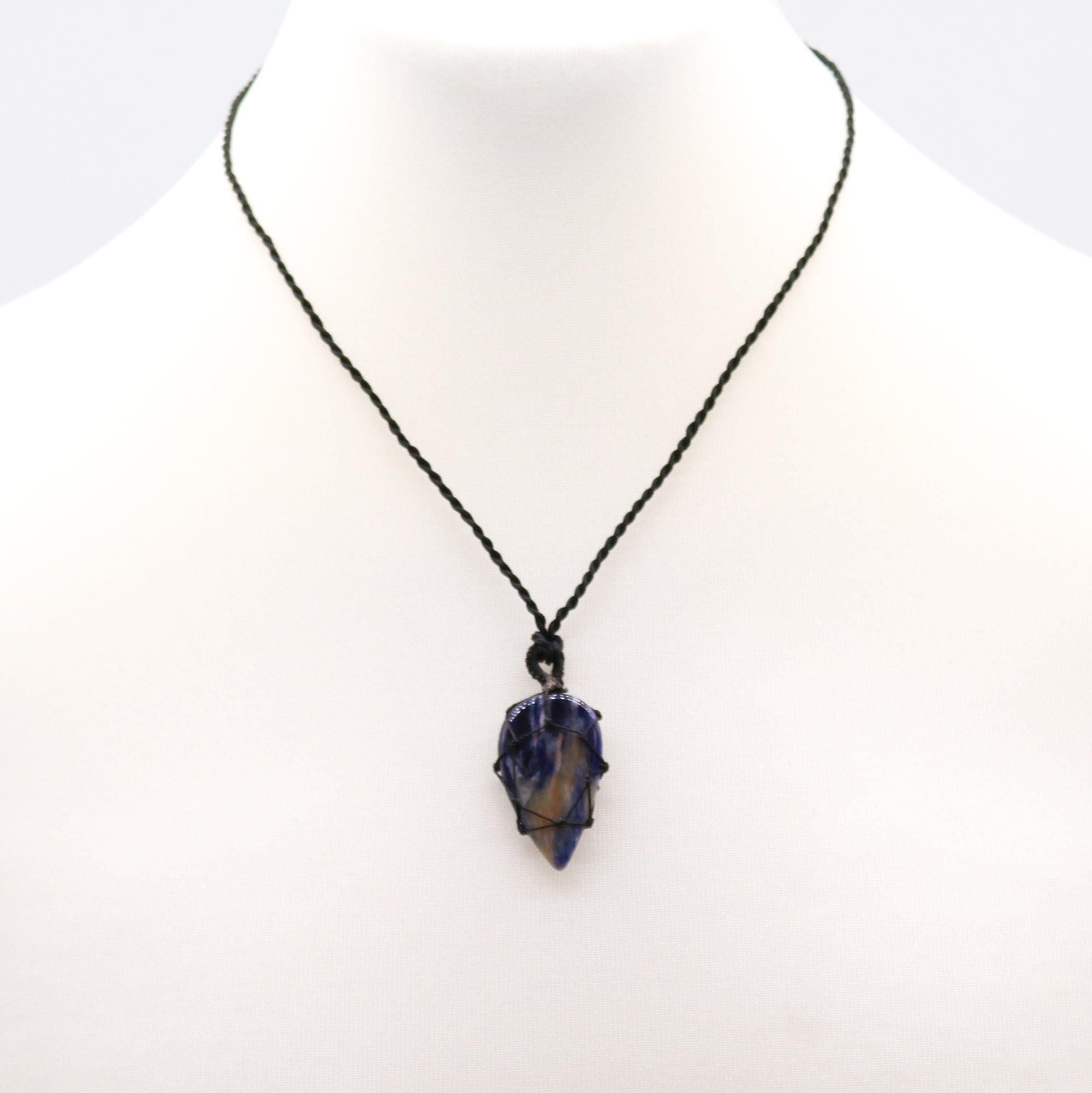 Laced Gemstone Teardrop Pendant with Stunning Sodalite Design