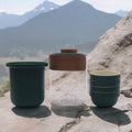 Travel Mountain Teapot Set for Four Friends with Chic Case