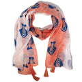 Nomad Sari Aqua Fish Scarf in Coral with Gold Foil Detail