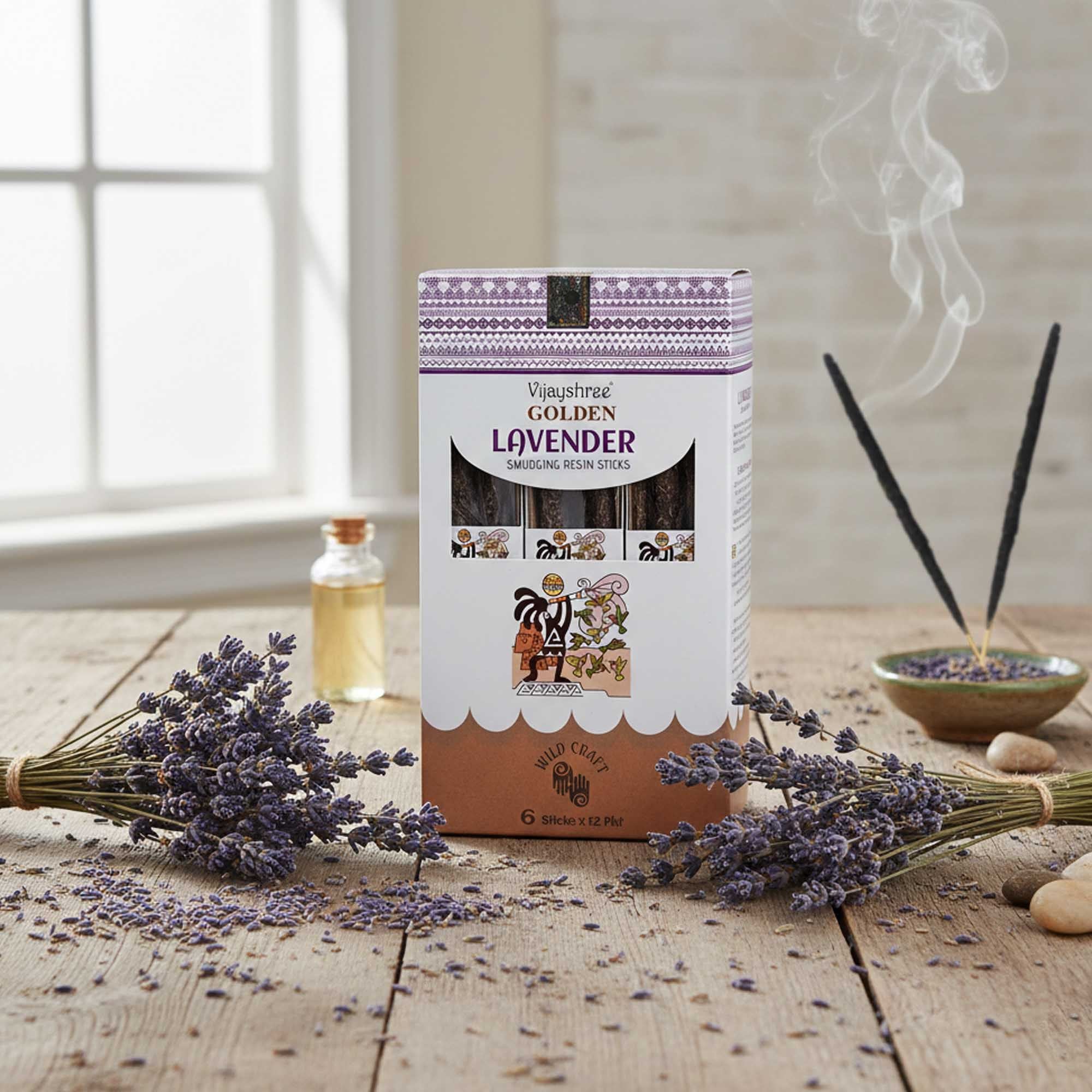 Golden Lavender Smudging Resin Sticks for Peaceful Atmosphere
