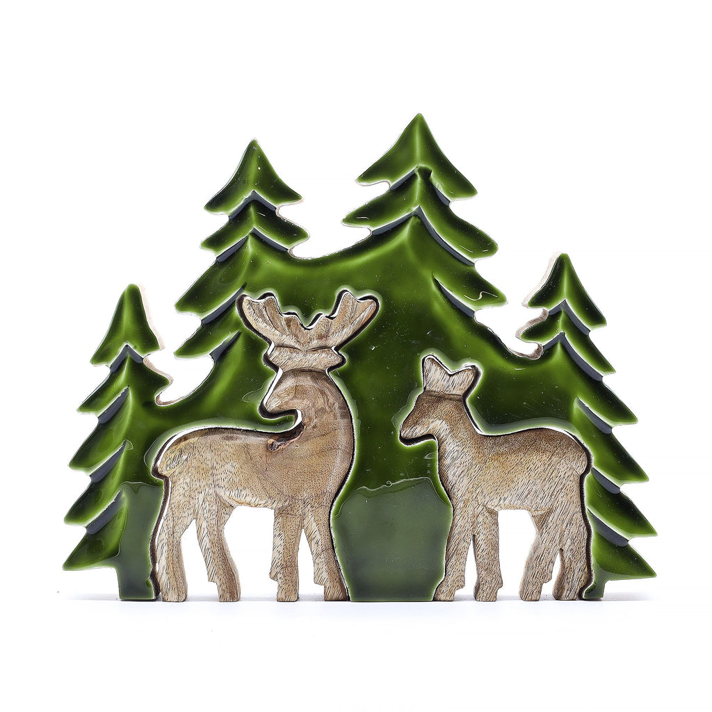 Lost in the Forest Two Deer 3D Wooden Decoration for Home Decor