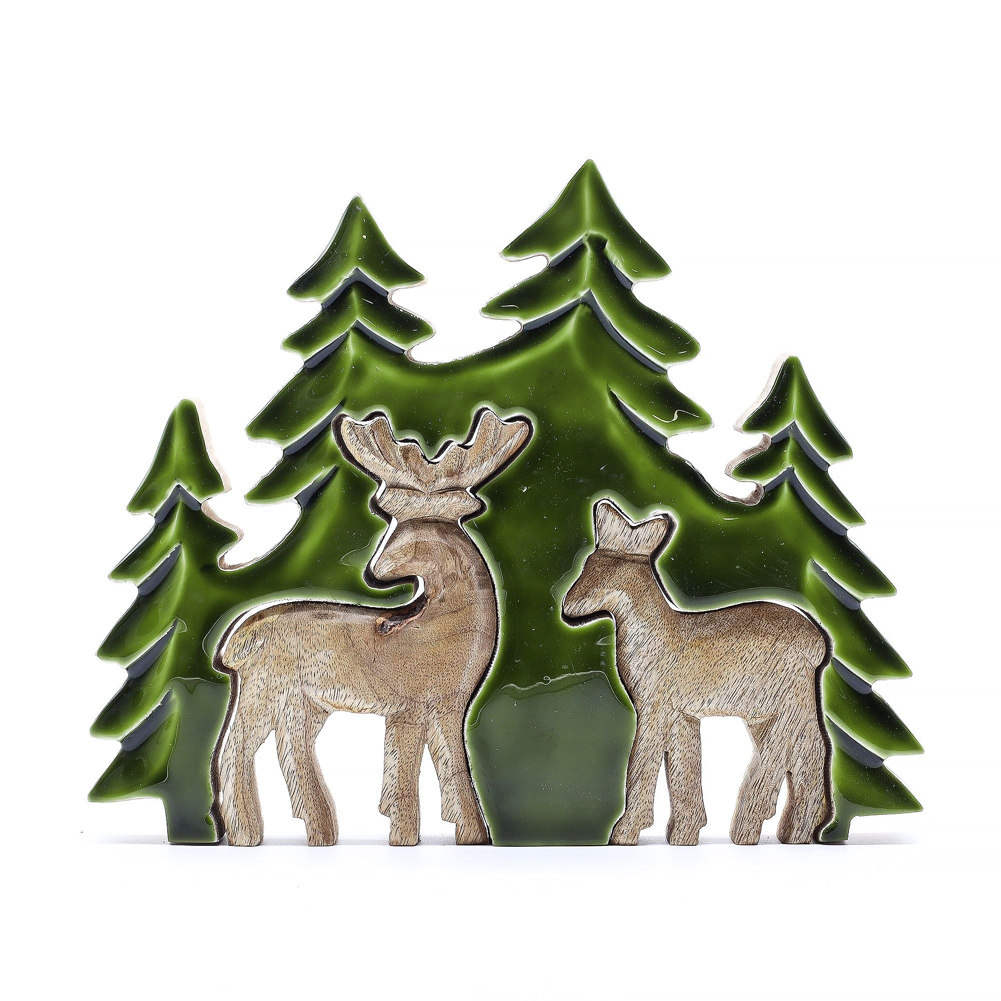 Lost in the Forest Two Deer 3D Wooden Decoration for Home Decor
