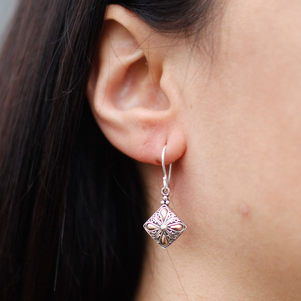 Stunning Silver and Gold Square Drop Earrings for Stylish Occasions