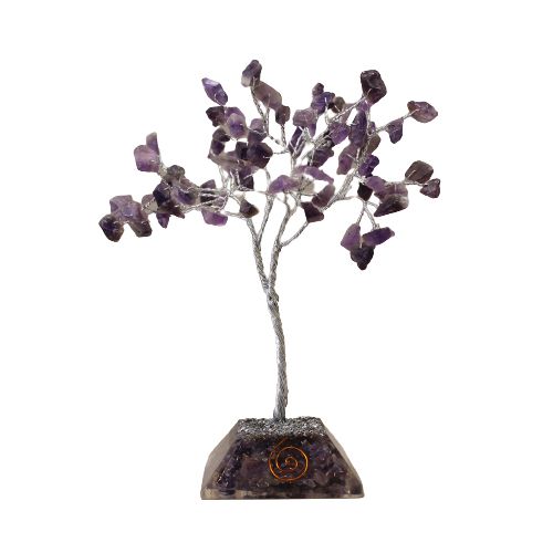 Amethyst Gemstone Tree with Orgonite Base 80 Stone Decorative Piece