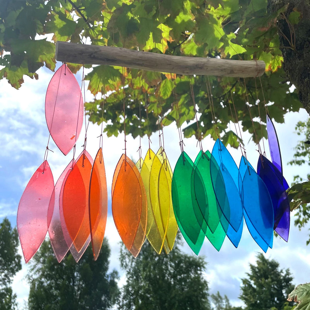 Rainbow Glass Chime Assorted Recycled Glass Wind Chimes