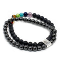 Magnetic Gemstone Bracelet with Black Stone Chakra Design