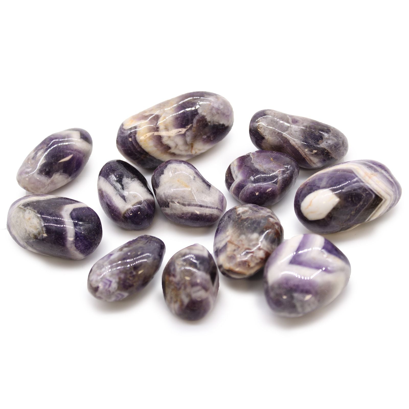 Medium Chevron Amethyst African Tumble Stones for Home Decor