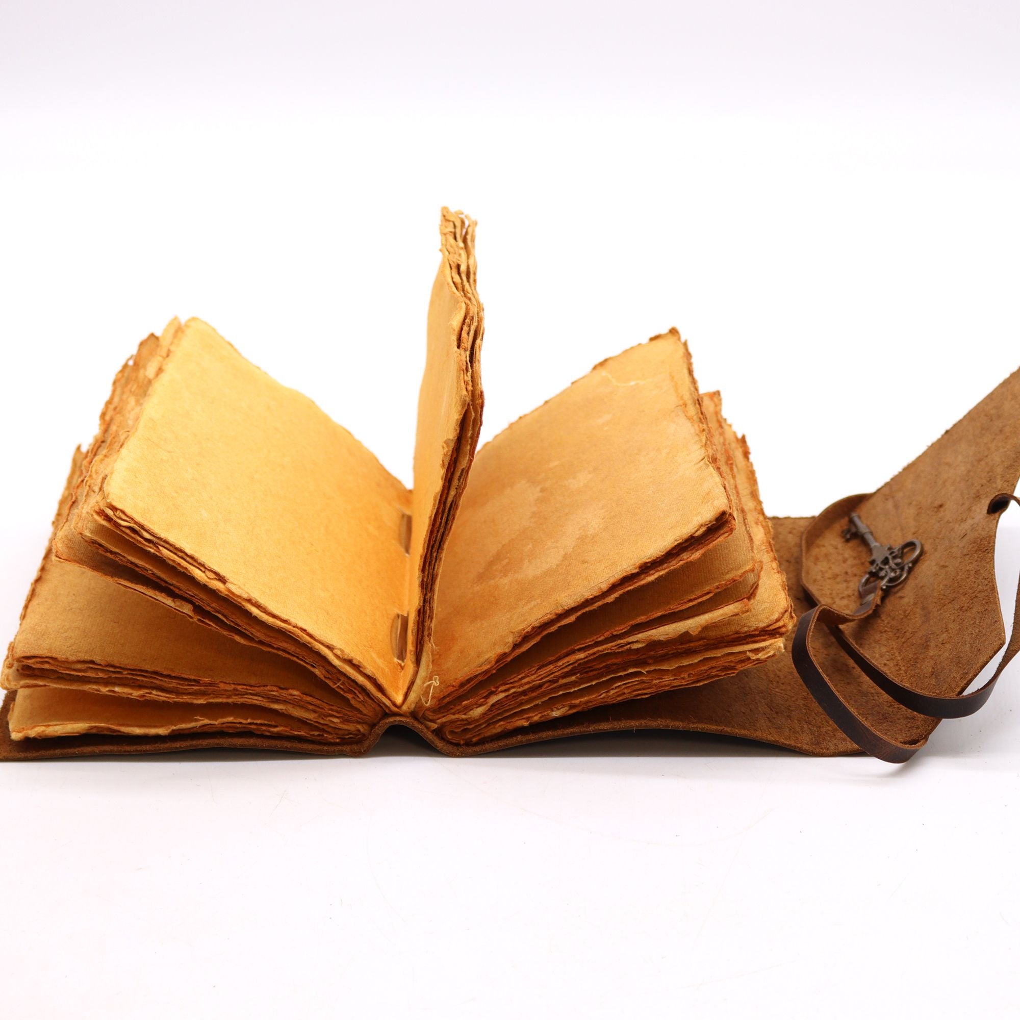 Oiled Leather Journal with Key and 200 Deckle Edged Pages