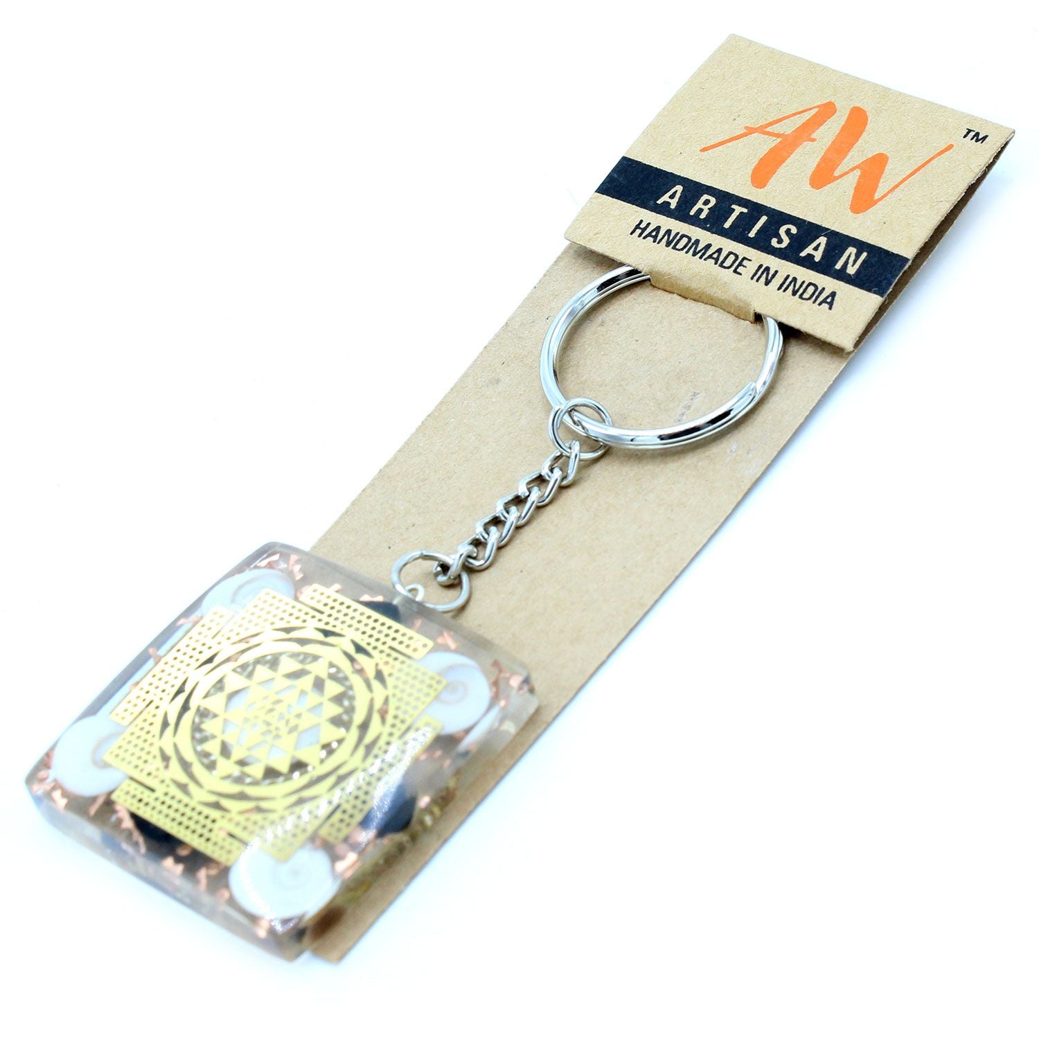 Stylish Orgonite Power Keyring for Home Protection with Tourmaline