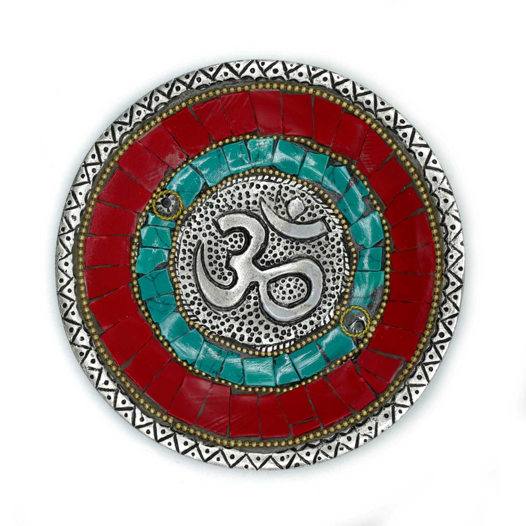 Om Plate Tibetan Decor Cone and Stick Holder for Incense Burning