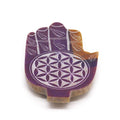 Soapstone Med Hamsa Incense Holder with Flower of Life Design