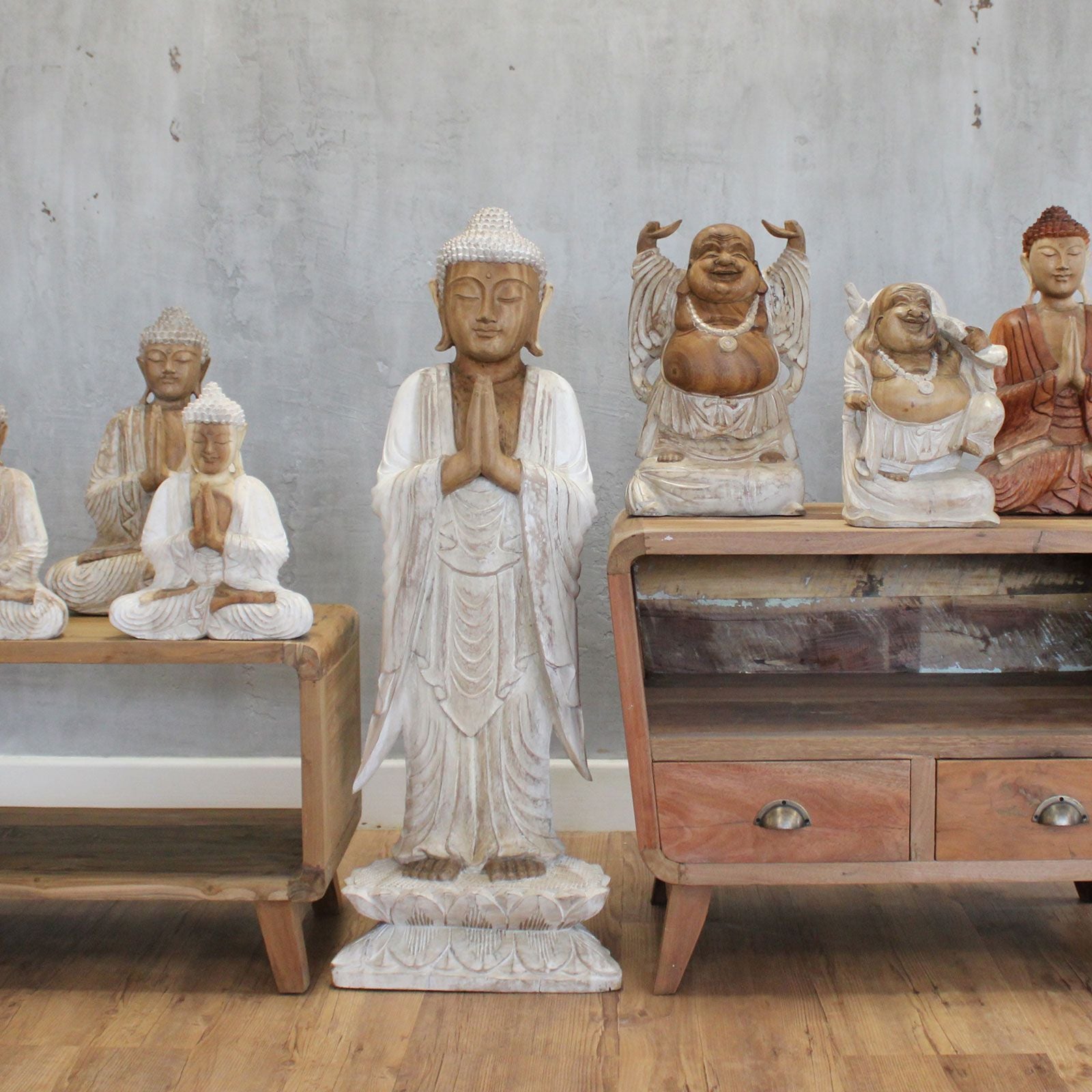 Standing Buddha Statue 1m Welcome for Home Decoration