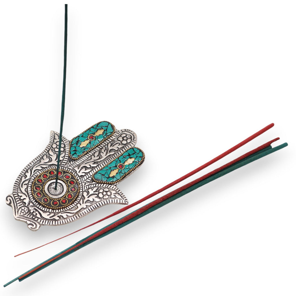 Green Small Hamsa Incense Holder with Iconic Design for Decor