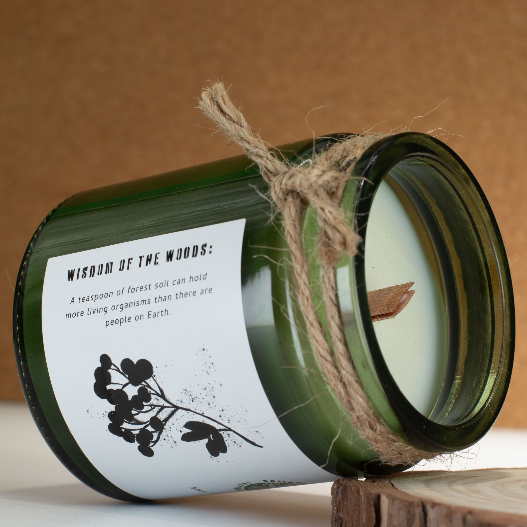 Greenman Woodwick Soy Candle Woodland Zest in Green Glass Jar