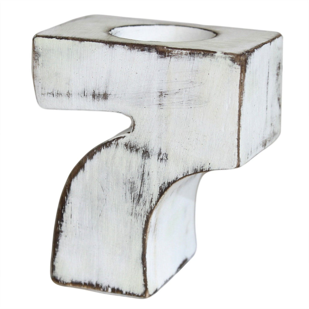 Wooden Birthday Number 7 Candle Holder for Rustic Celebrations