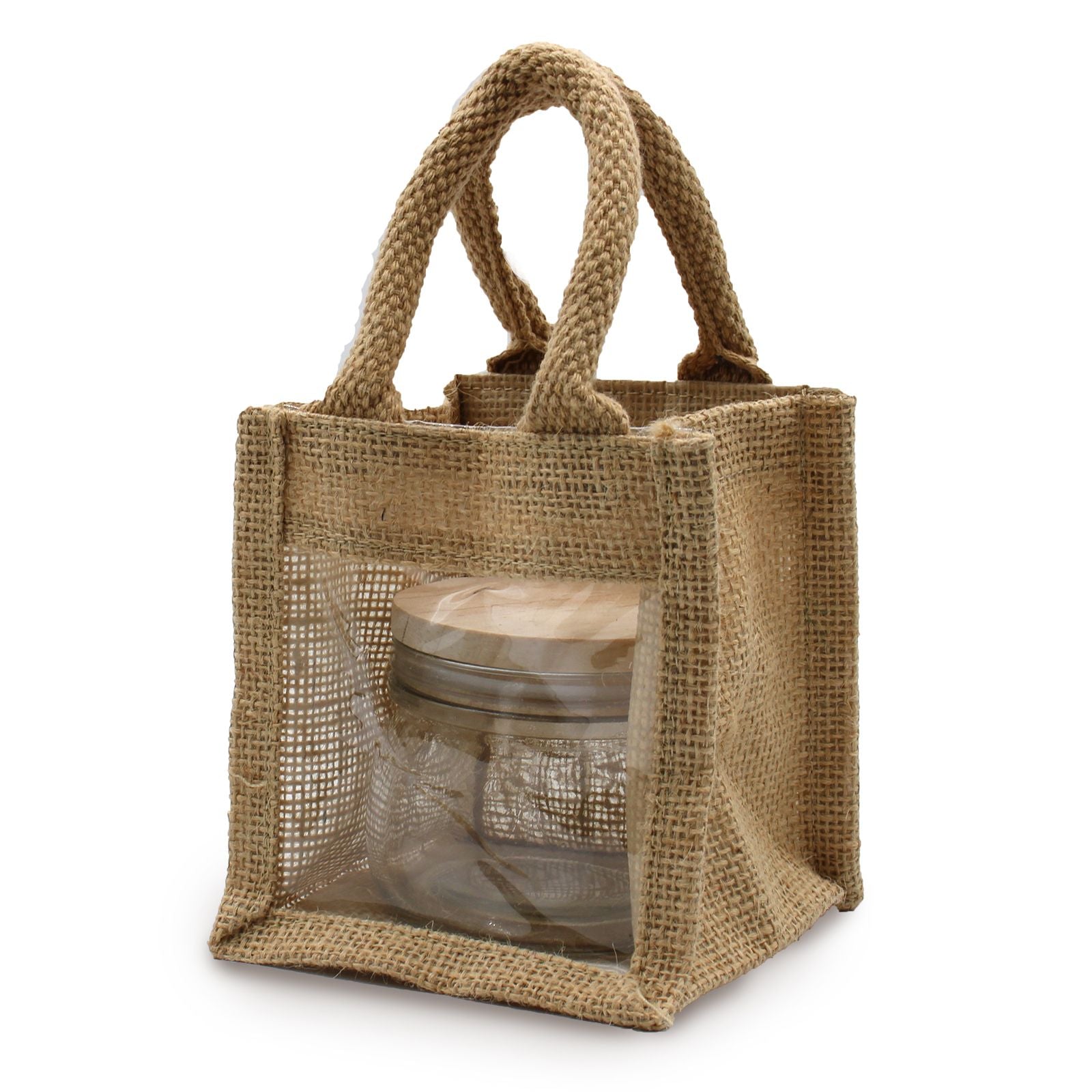One Window Jar Gift Bag Eco Friendly Jute Packaging Solution
