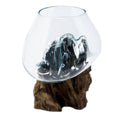 Molten Glass on Wood Large Bowl for Home Decor Display