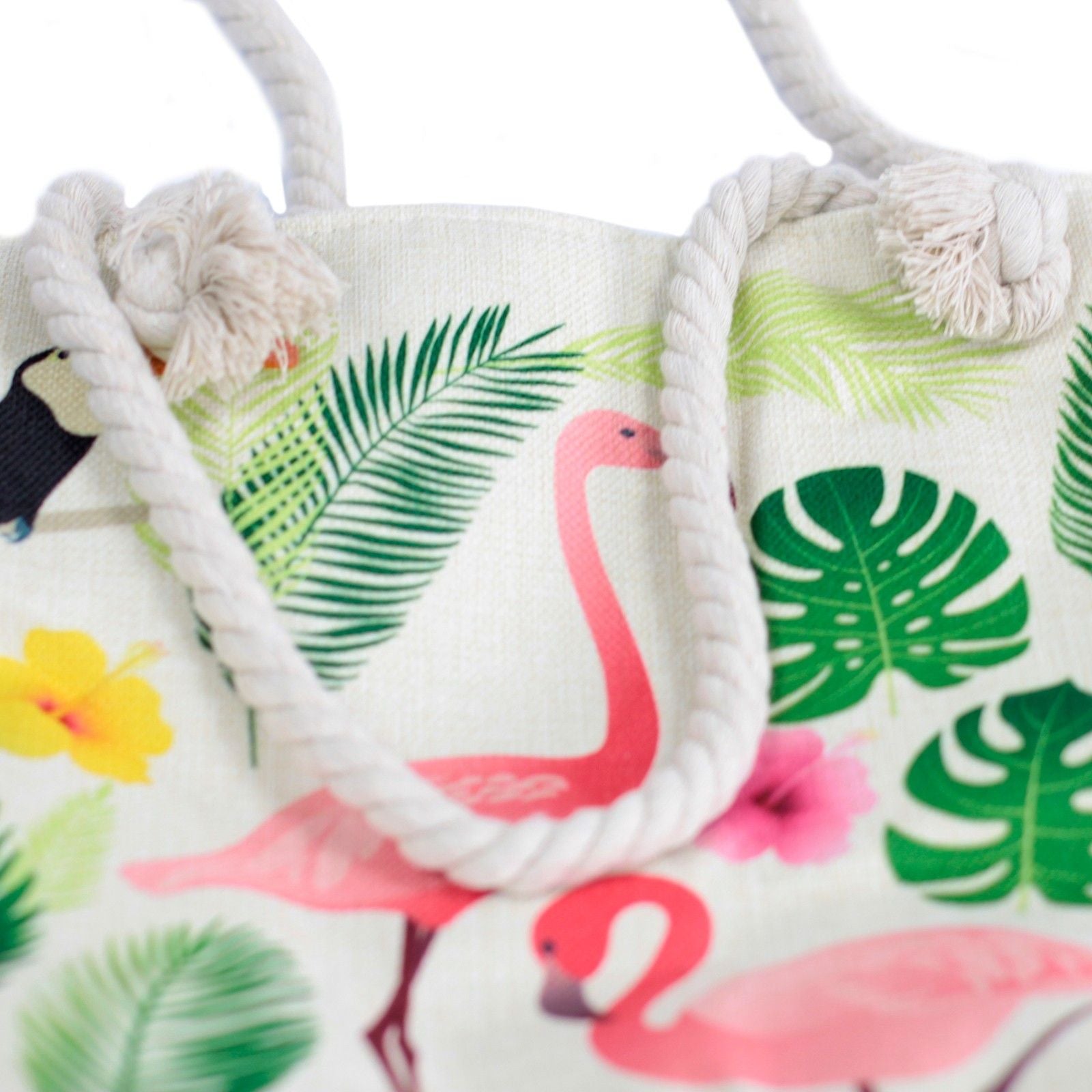 Flamingo Design Rope Handle Bag for Beach Days and Everyday Use