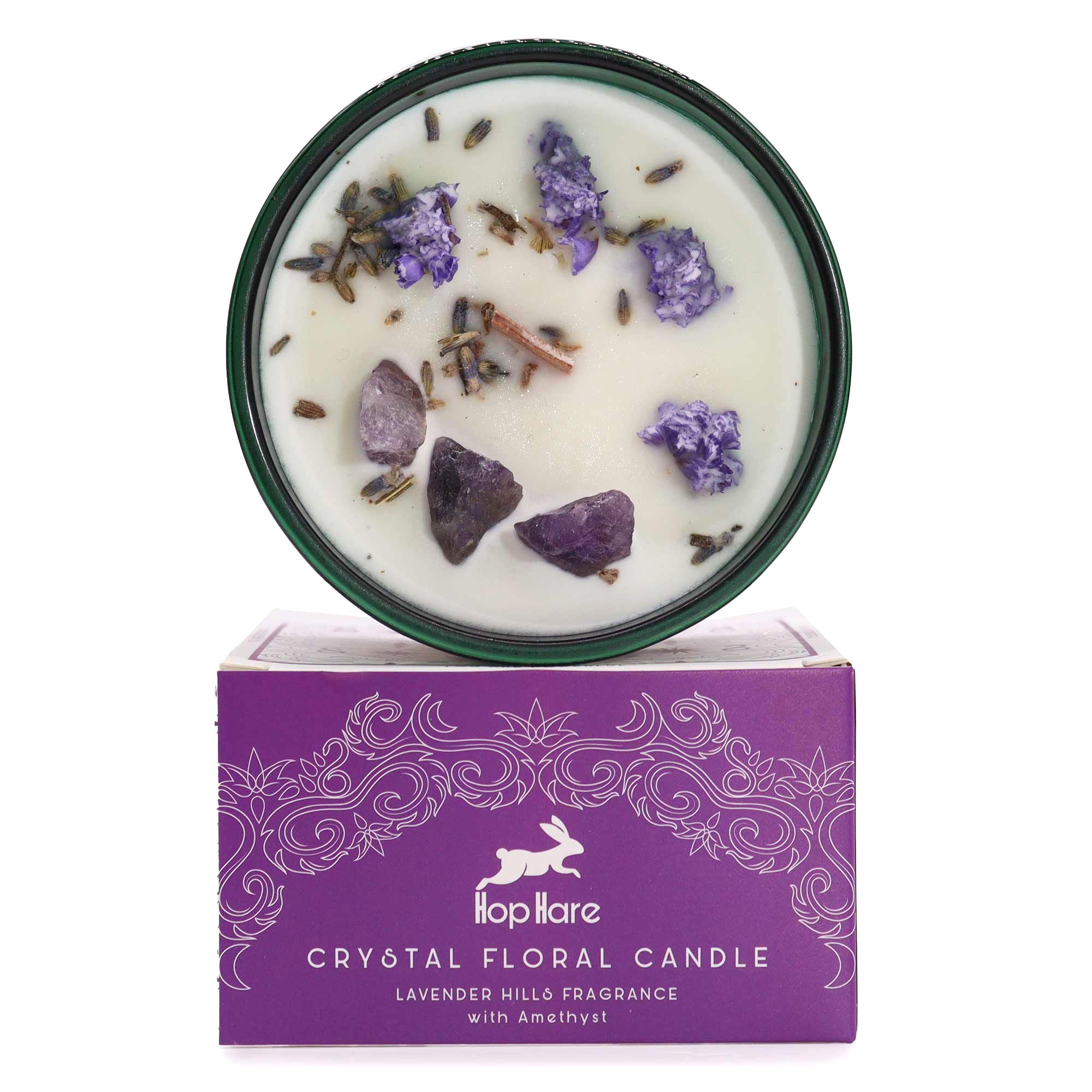 Crystal Magic Flower Candle The Moon with Amethyst and Lavender