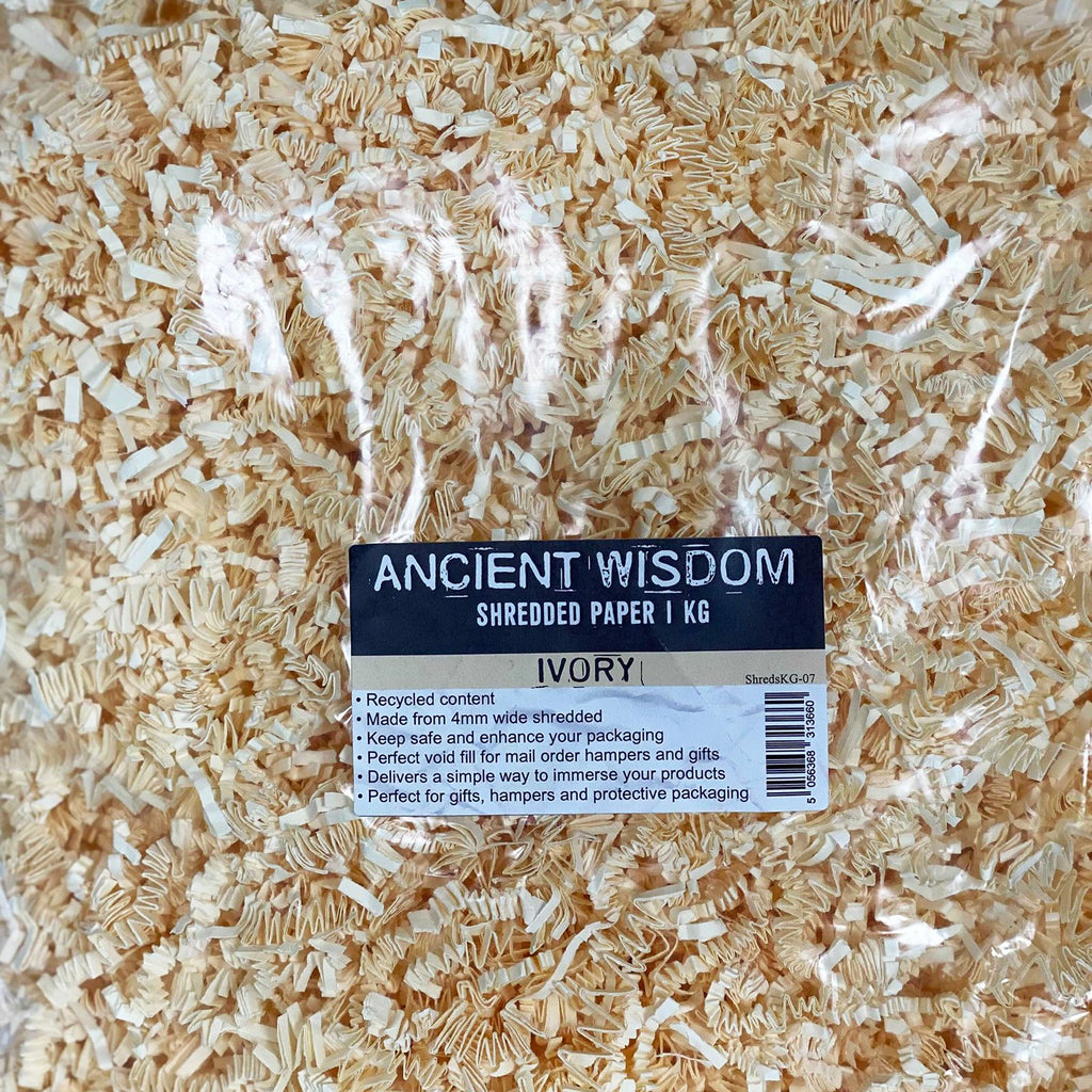 SizzlePak Shredded Paper in Ivory 1KG Bag for Gift Wrapping