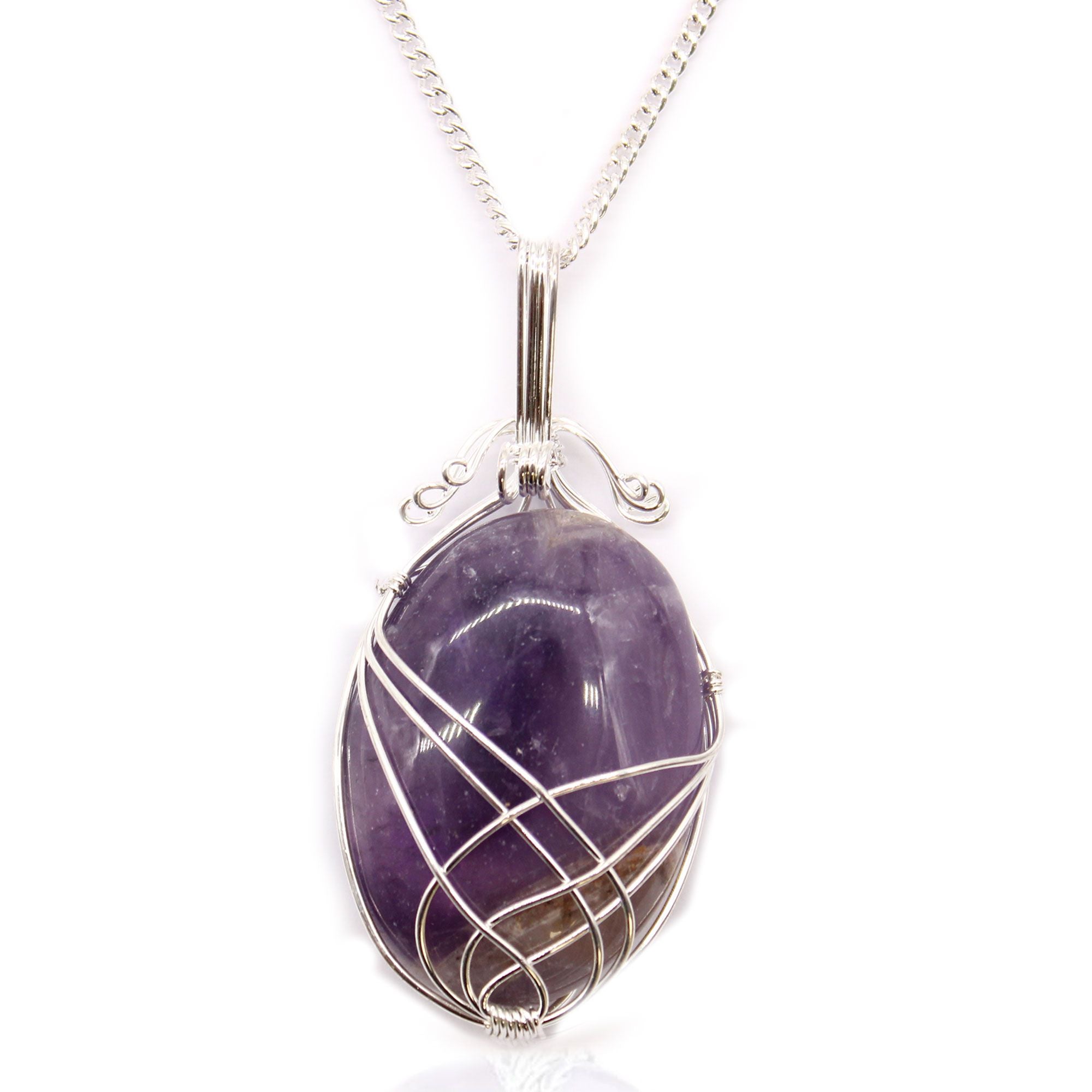 Swirl Wrapped Gemstone Necklace with Amethyst Design