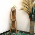 Natural Teak Corner Unit with 3 Shelves for Stylish Display