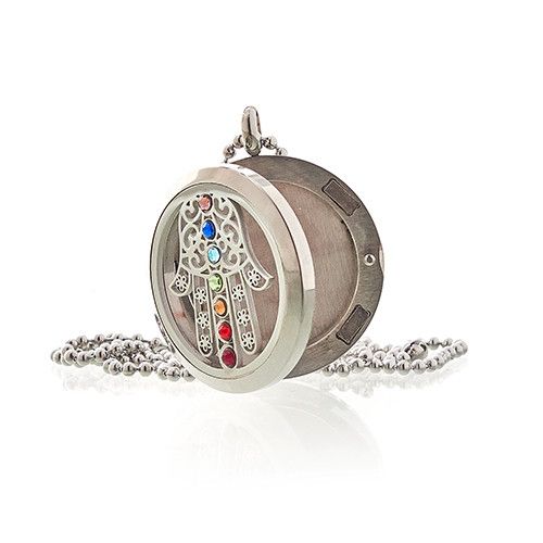 Aromatherapy Jewellery Necklace with Hamsa Chakra Design 30mm