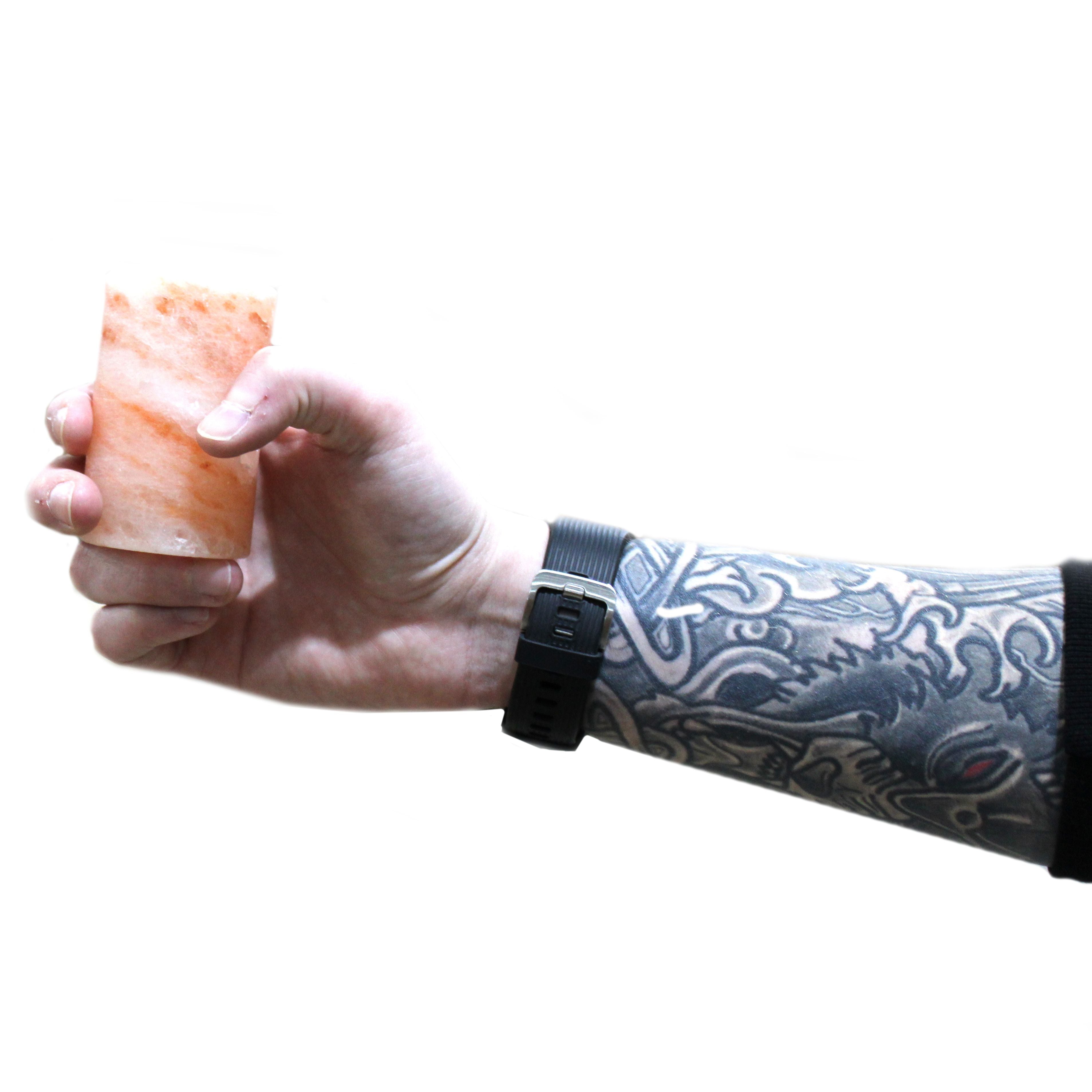Set of 4 Himalayan Salt Shot Glasses with Wooden Serving Stand