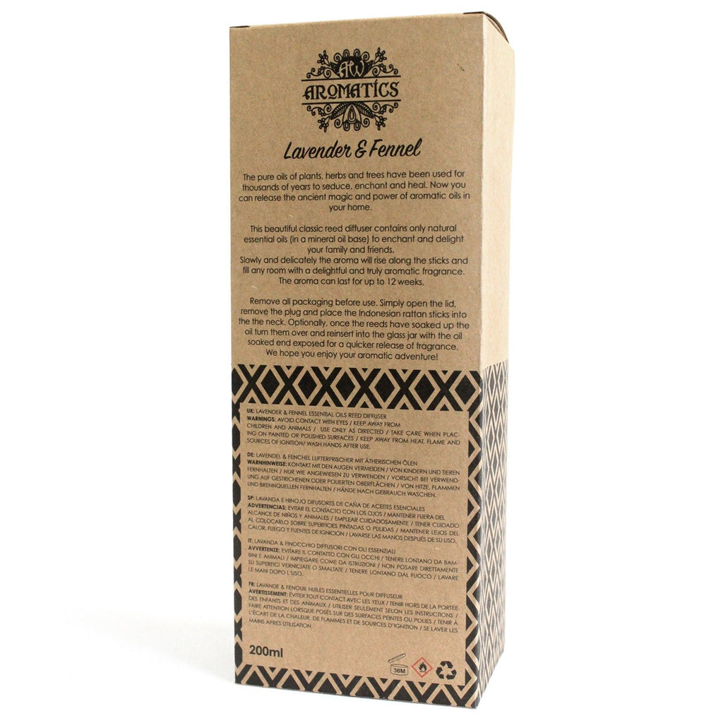 200ml Lavender & Fennel Essential Oil Reed Diffuser for Home Use