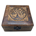Square Wooden Keepsake Box 13x13x6cm with Tree of Life Design