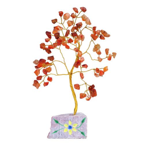Carnelian Gemstone Tree with 80 Stones for Home Décor