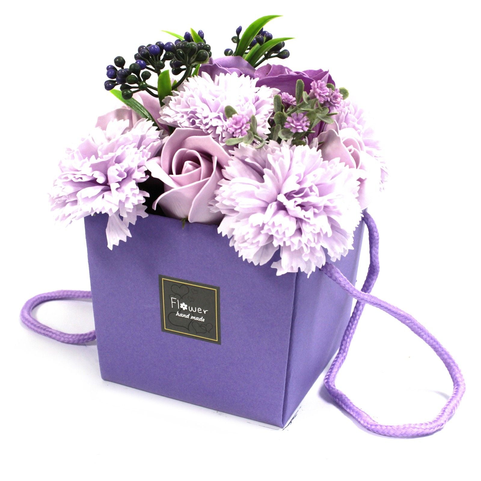 Soap Flower Bouquet with Lavender Rose and Carnation Design