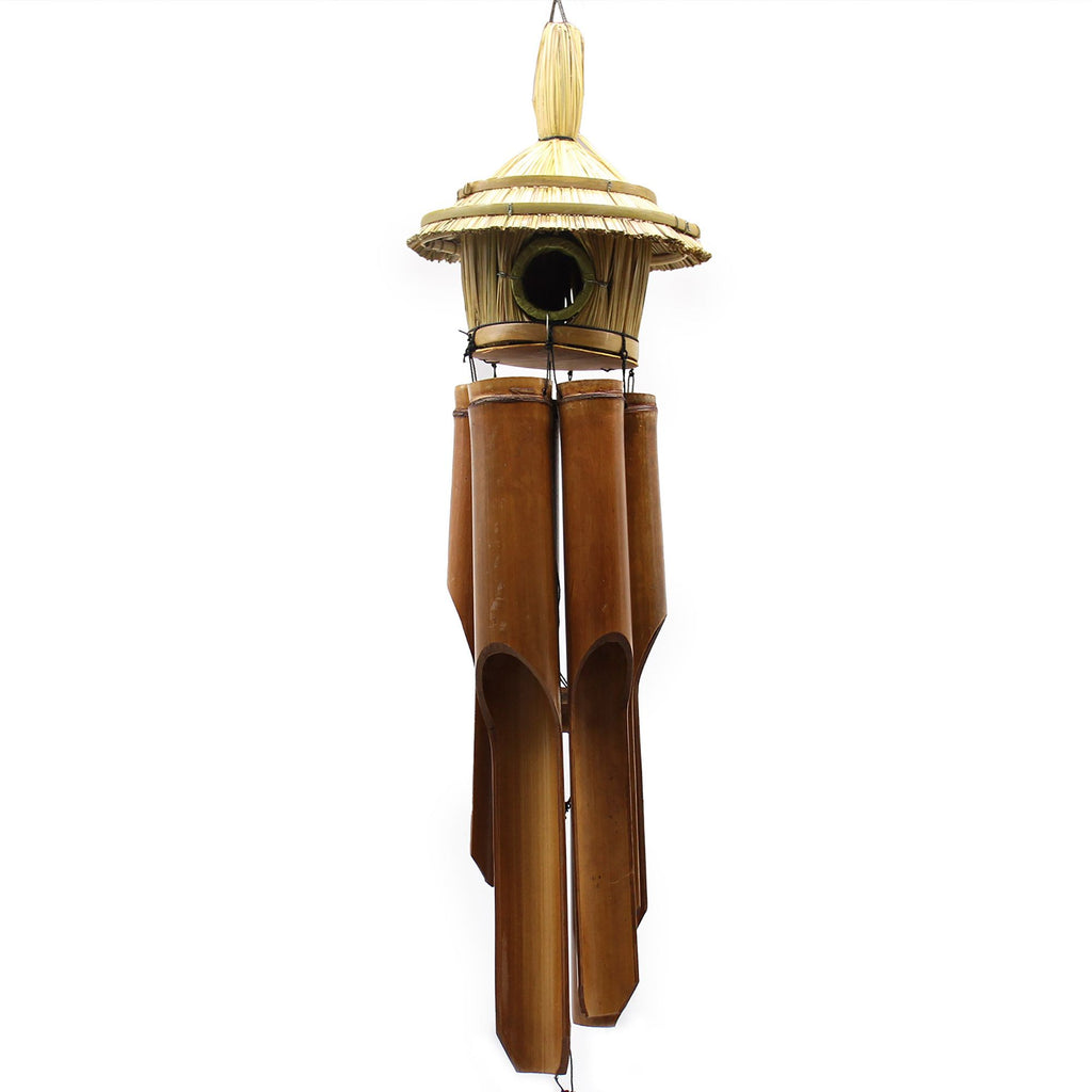 Lrg Round Seagrass Bird Box with Chimes for Your Beautiful Garden