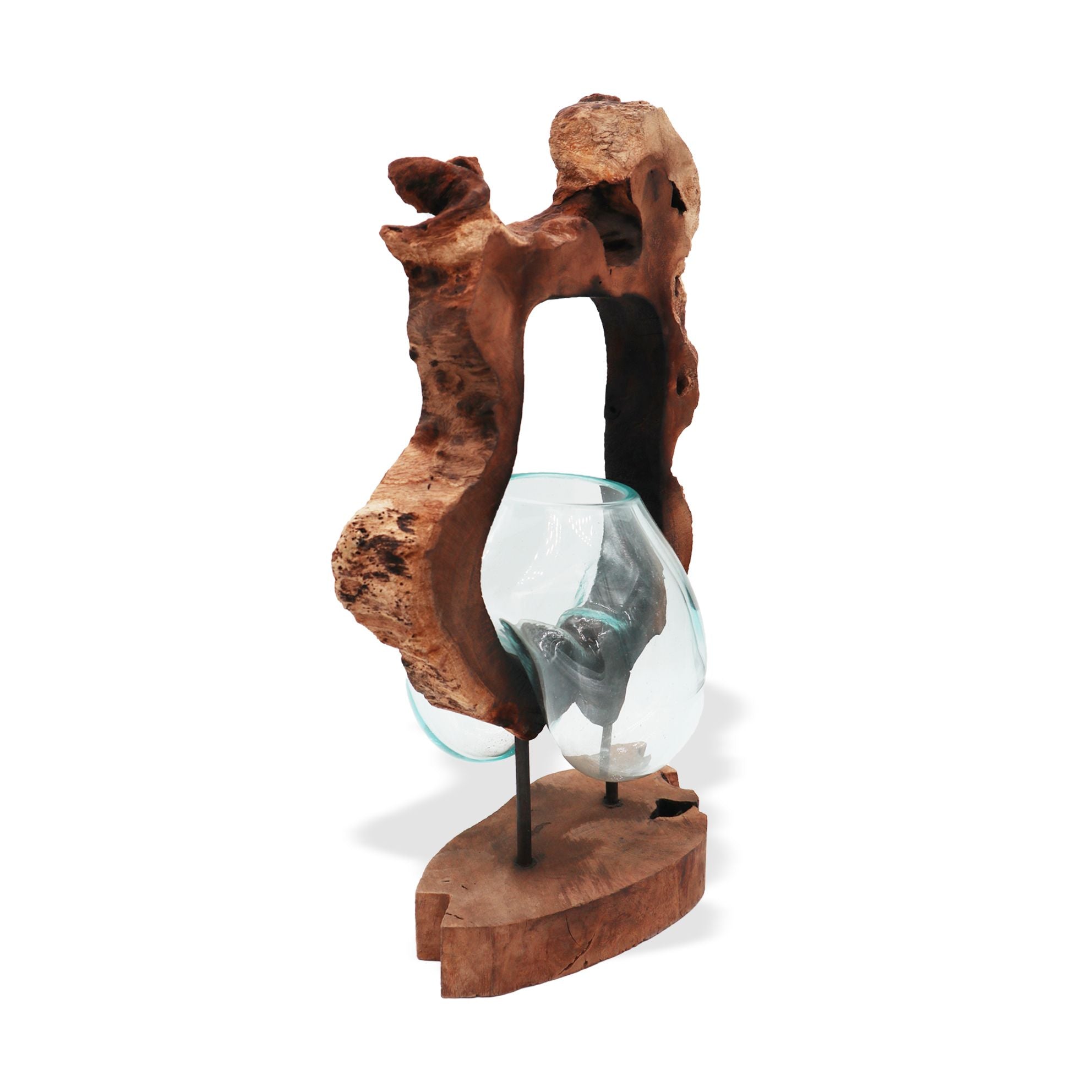 Molton Glass Hanging Art Vase on Wood for Home Decor Display