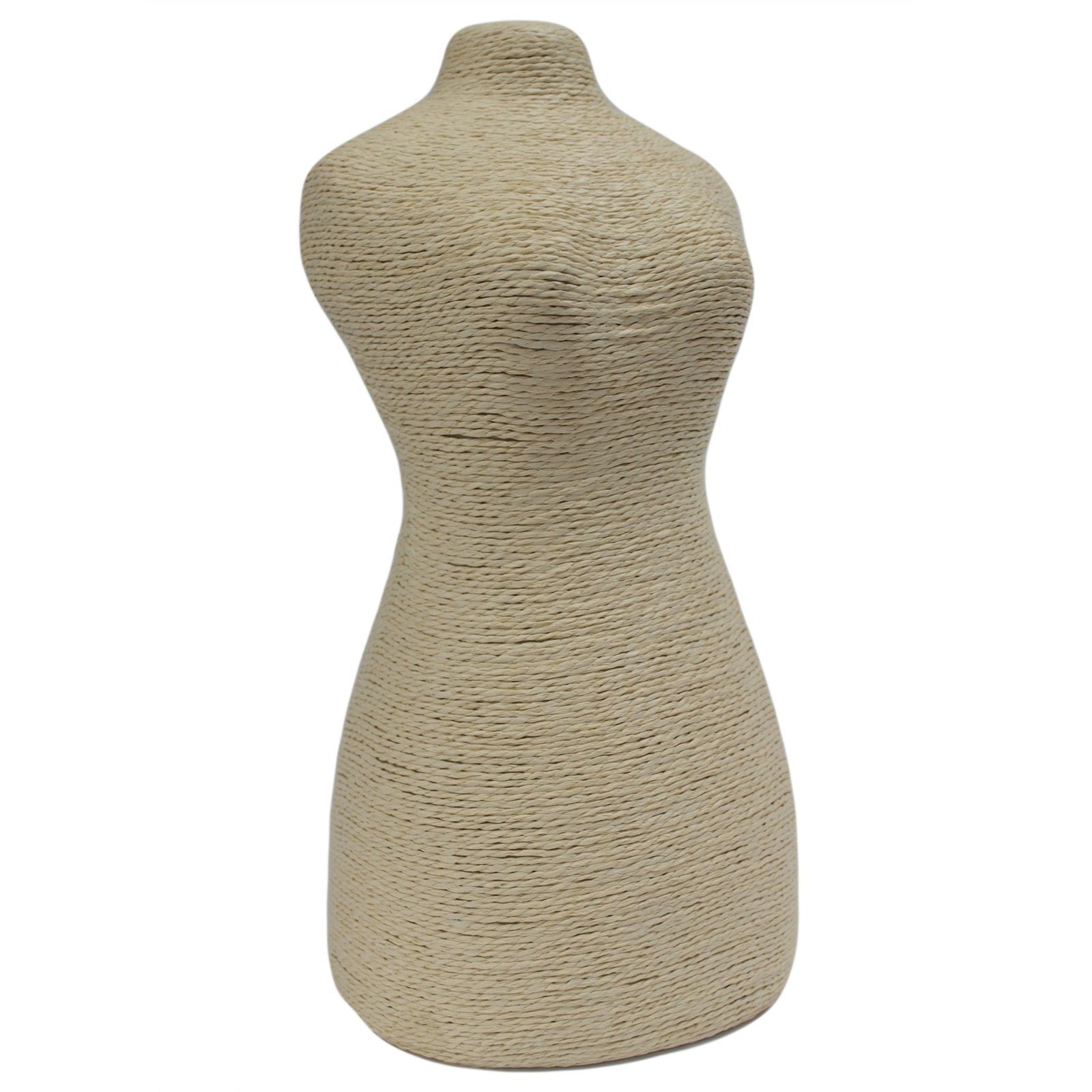 Natural Jewellery Display Mannequin on Wooden Stand in Cream