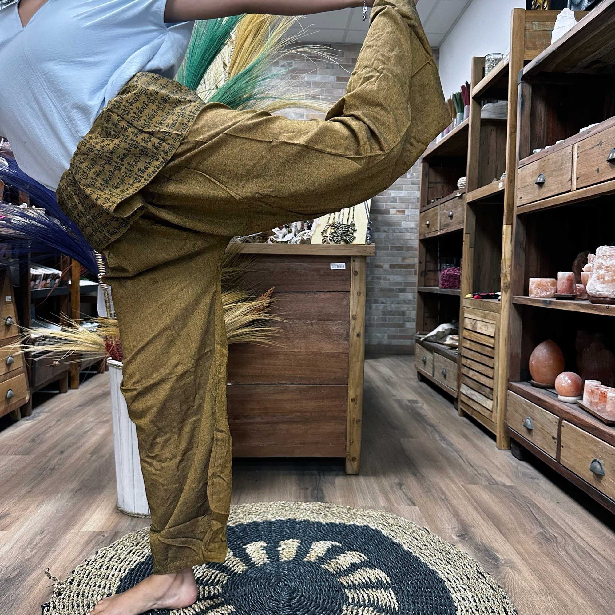 Yoga and Festival Pants Thai Fisherman with Mandala Mantra Design